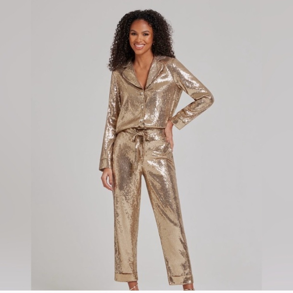 NADINE MERABI GOLD SPARKLY CO-ORD SET**